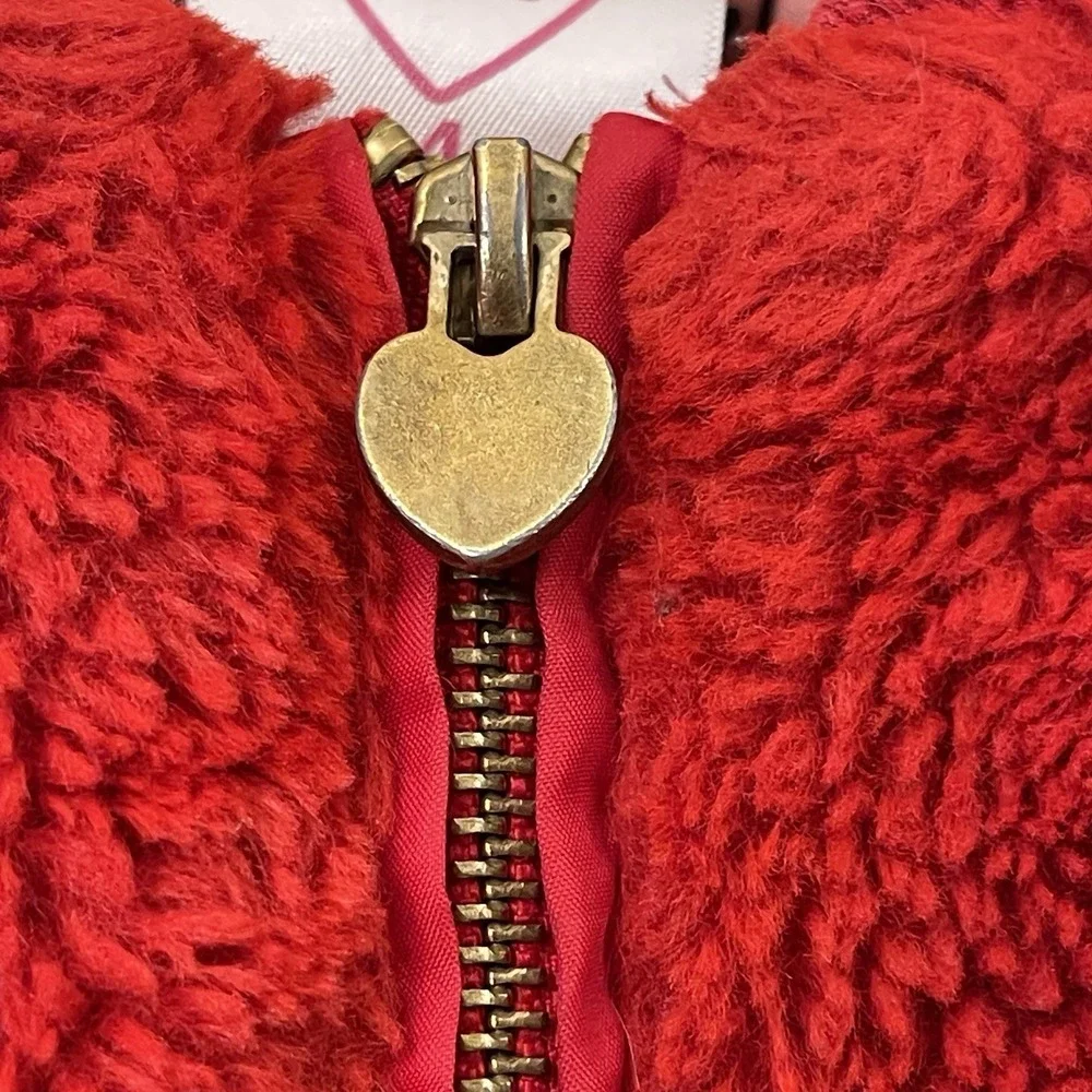 365 Kids From Garnimals Red Teddy Bomber Jacket Zip Up Sparkle Size 4